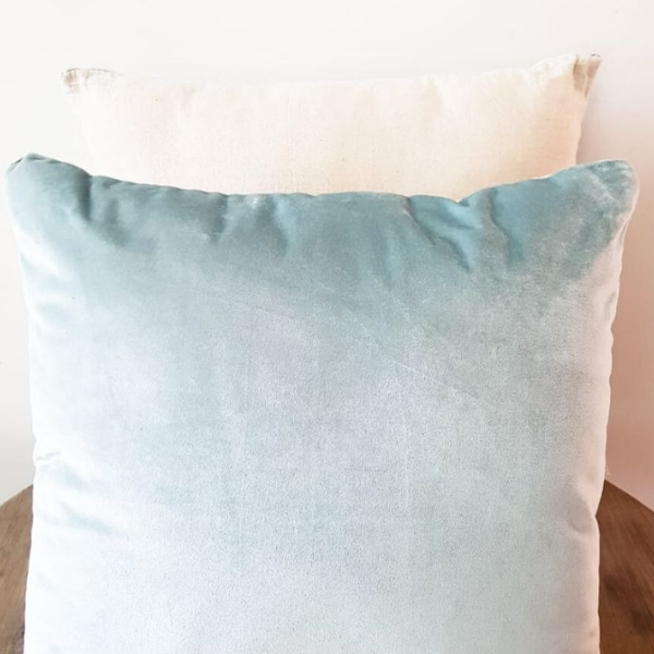 Velvet Linen Two Texture Scatter Pillow - Seafoam/Ivory